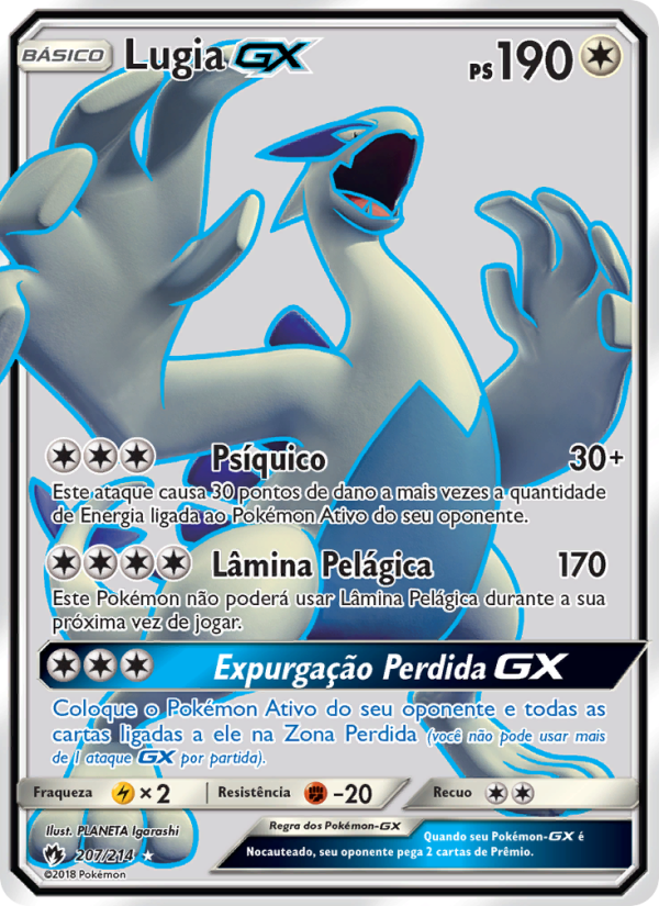 Lugia GX 207 — Trovões Perdidos (Portuguese Pokémon TCG card)