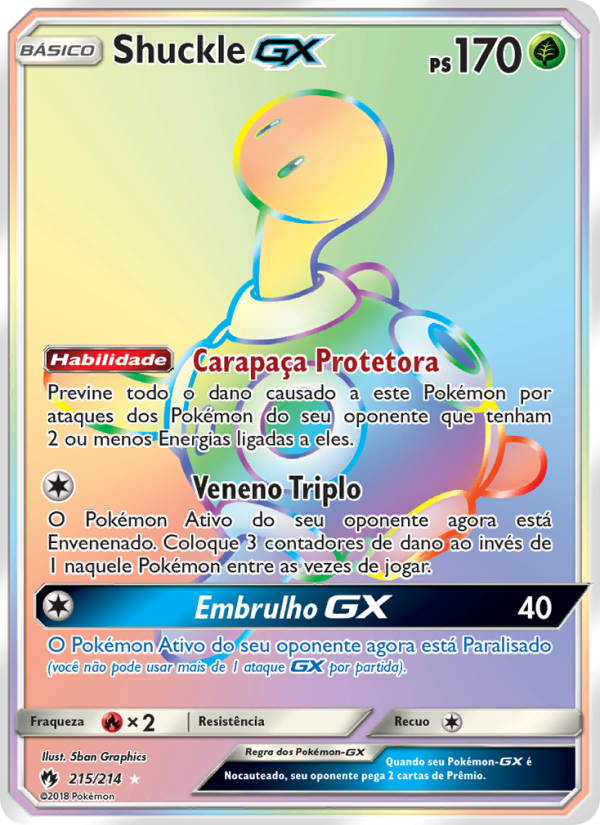 Shuckle GX 215 — Trovões Perdidos (Portuguese Pokémon TCG card)
