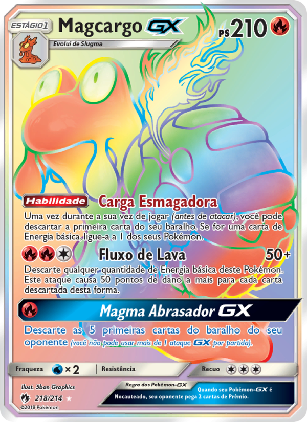 Magcargo GX 218 — Trovões Perdidos (Portuguese Pokémon TCG card)