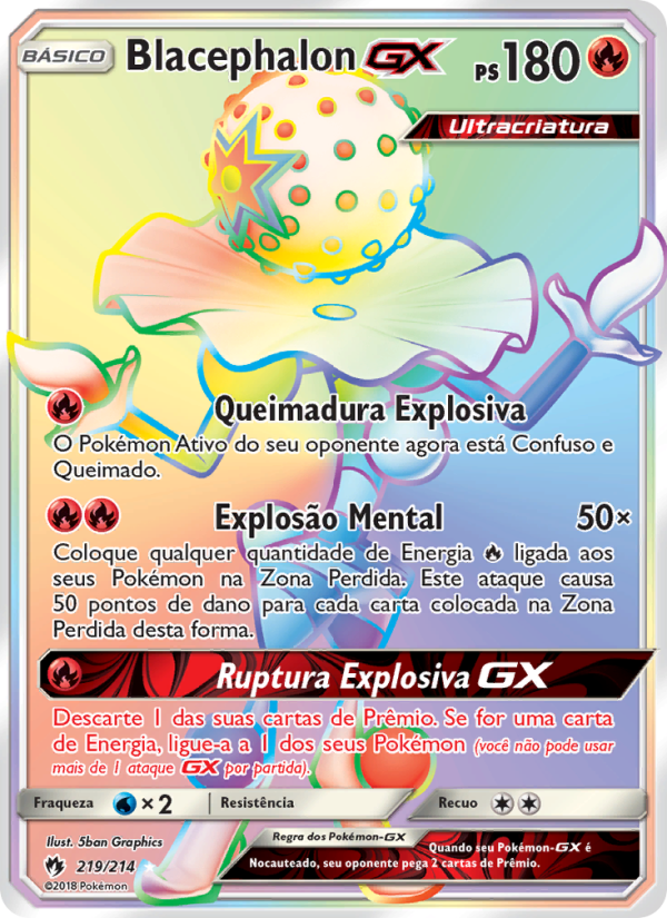 Blacephalon GX 219 — Trovões Perdidos (Portuguese Pokémon TCG card)