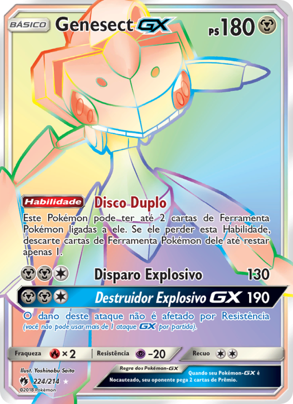 Genesect GX 224 — Trovões Perdidos (Portuguese Pokémon TCG card)
