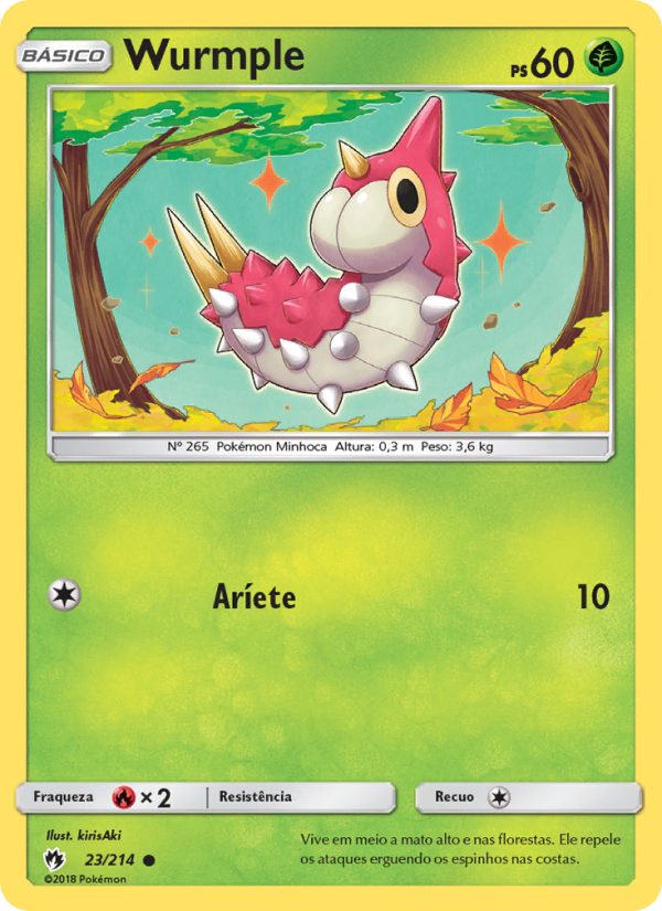 Wurmple 23 — Trovões Perdidos (Portuguese Pokémon TCG card)