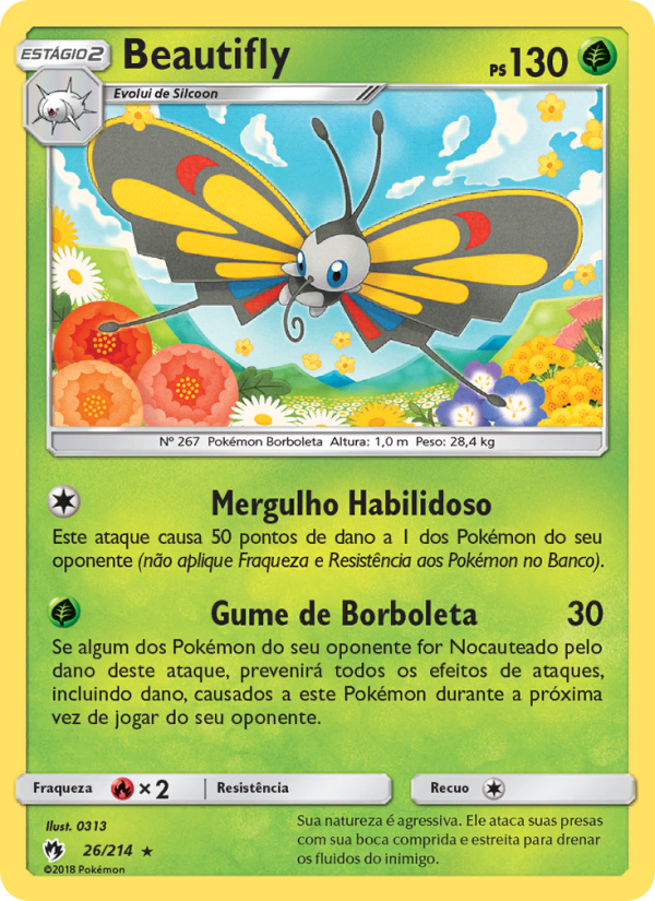 Beautifly 26 — Trovões Perdidos (Portuguese Pokémon TCG card)