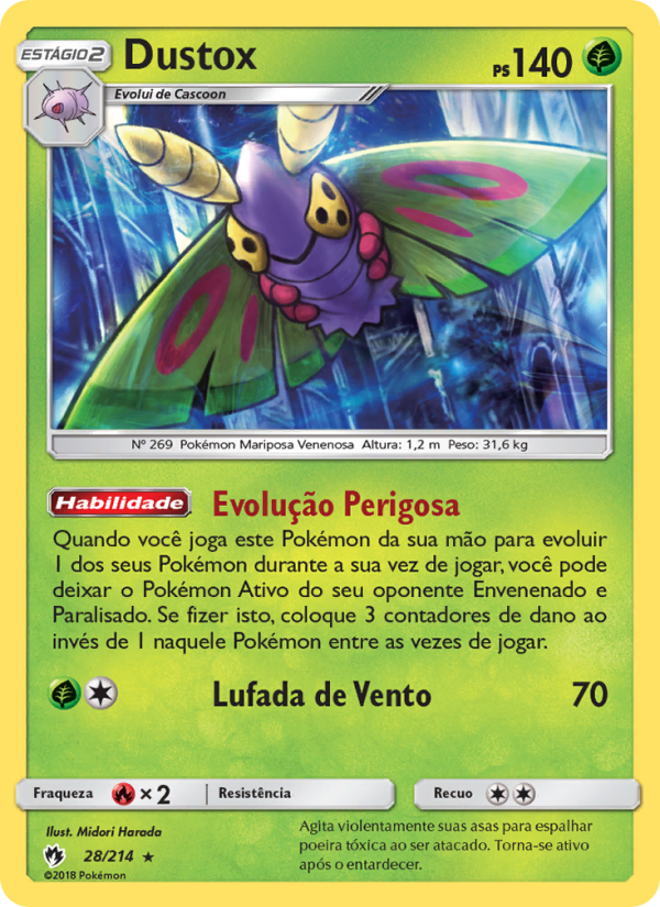 Dustox 28 — Trovões Perdidos (Portuguese Pokémon TCG card)