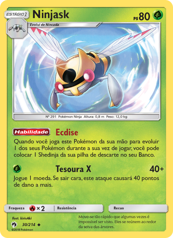 Ninjask 30 — Trovões Perdidos (Portuguese Pokémon TCG card)