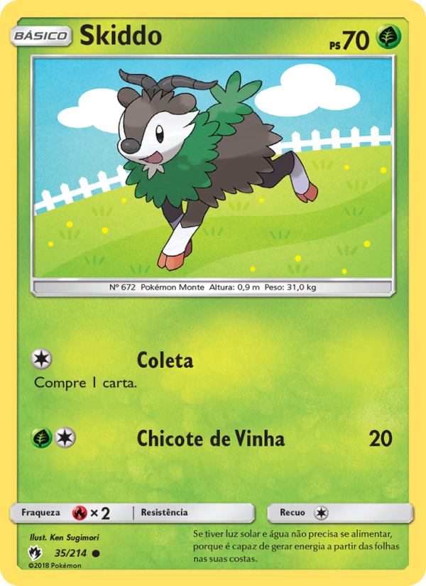 Skiddo 35 — Trovões Perdidos (Portuguese Pokémon TCG card)