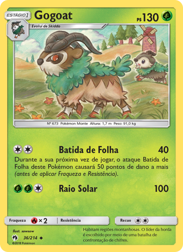 Gogoat 36 — Trovões Perdidos (Portuguese Pokémon TCG card)