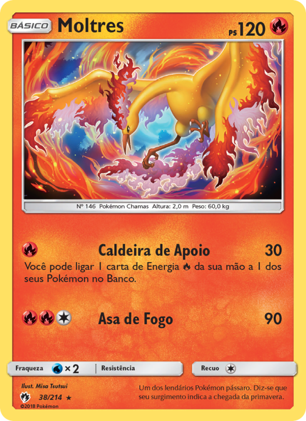 Moltres 38 — Trovões Perdidos (Portuguese Pokémon TCG card)