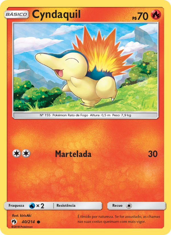 Cyndaquil 40 — Trovões Perdidos (Portuguese Pokémon TCG card)
