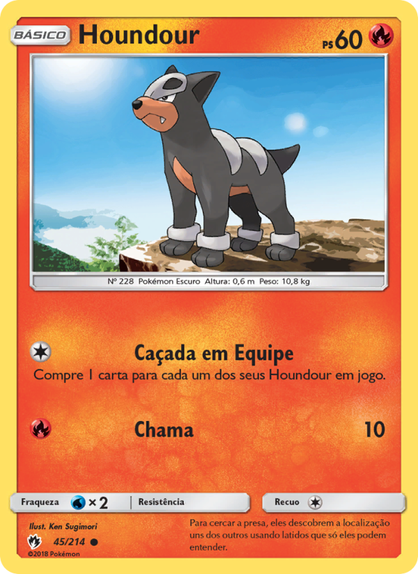 Houndour 45 — Trovões Perdidos (Portuguese Pokémon TCG card)