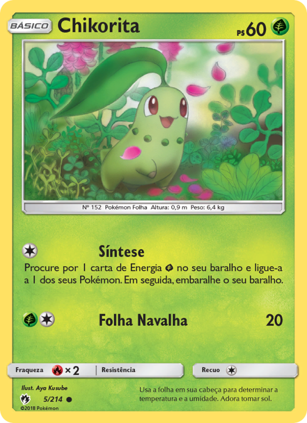 Chikorita 5 — Trovões Perdidos (Portuguese Pokémon TCG card)