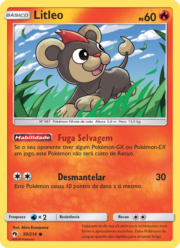 Litleo 50 — Lost Thunder (Portuguese Pokémon TCG card)