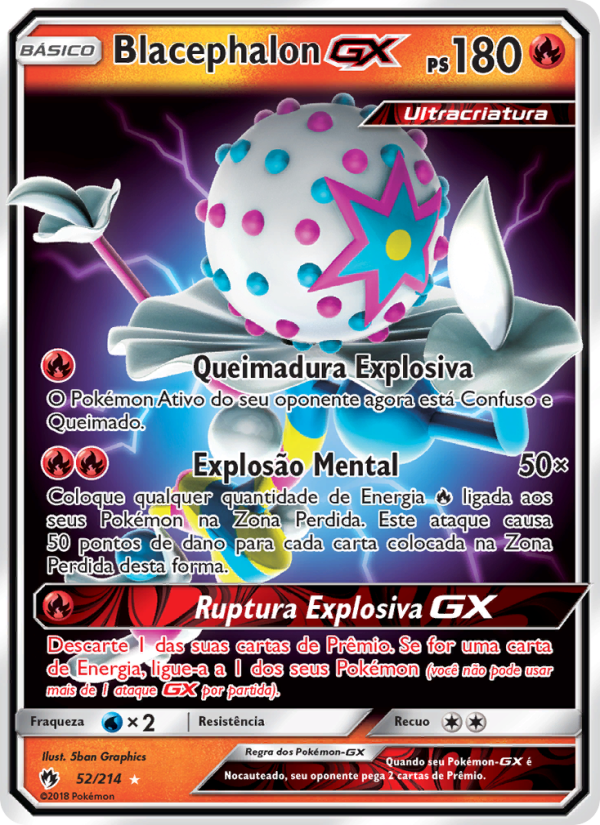Blacephalon GX 52 — Trovões Perdidos (Portuguese Pokémon TCG card)