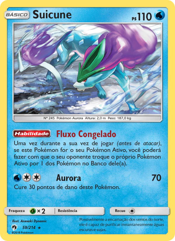 Suicune 59 — Trovões Perdidos (Portuguese Pokémon TCG card)