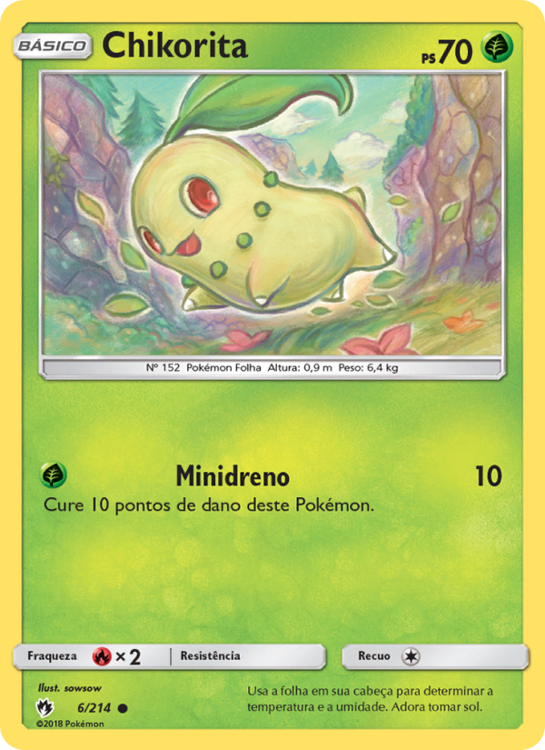 Chikorita 6 — Trovões Perdidos (Portuguese Pokémon TCG card)