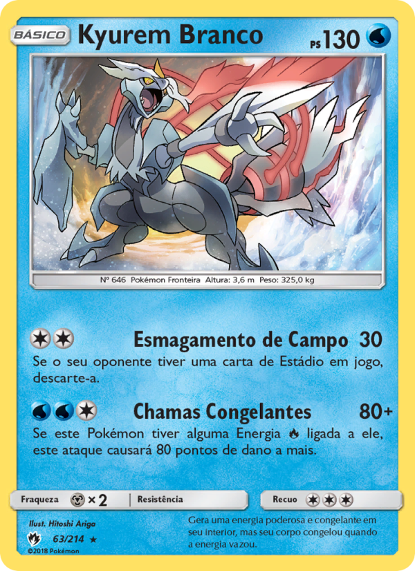 Kyurem Branco 63 — Trovões Perdidos (Portuguese Pokémon TCG card)