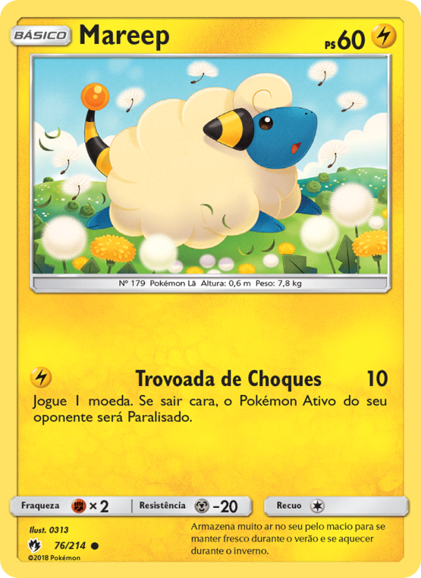 Mareep 76 — Trovões Perdidos (Portuguese Pokémon TCG card)