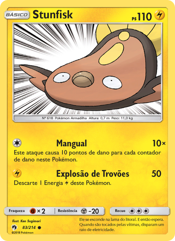 Stunfisk 83 — Trovões Perdidos (Portuguese Pokémon TCG card)