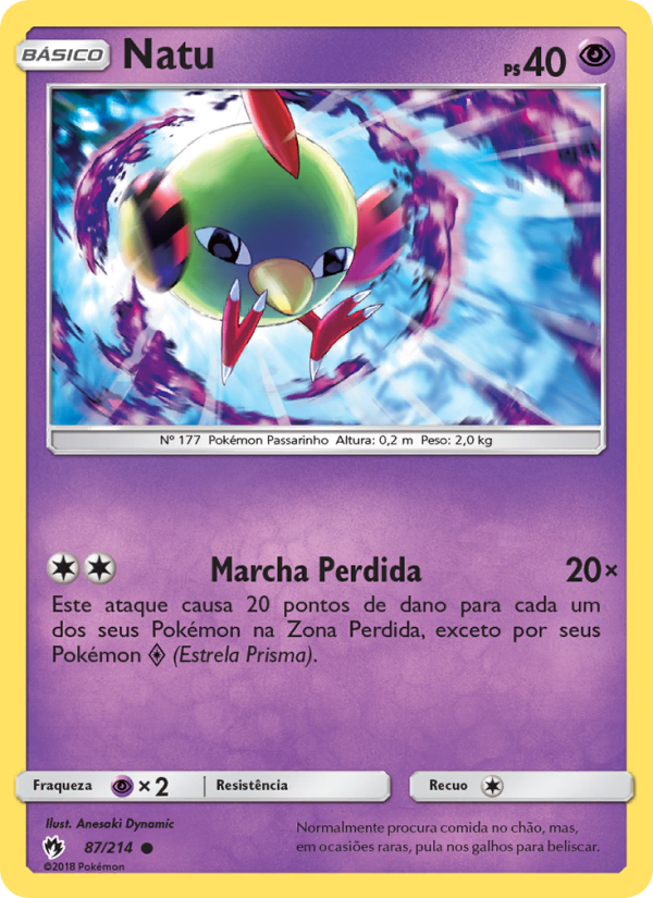 Natu 87 — Trovões Perdidos (Portuguese Pokémon TCG card)