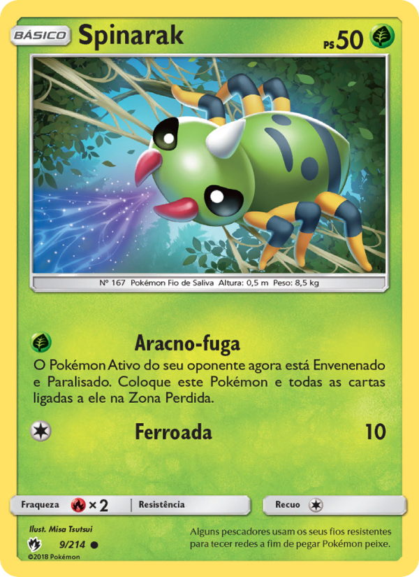 Spinarak 9 — Trovões Perdidos (Portuguese Pokémon TCG card)