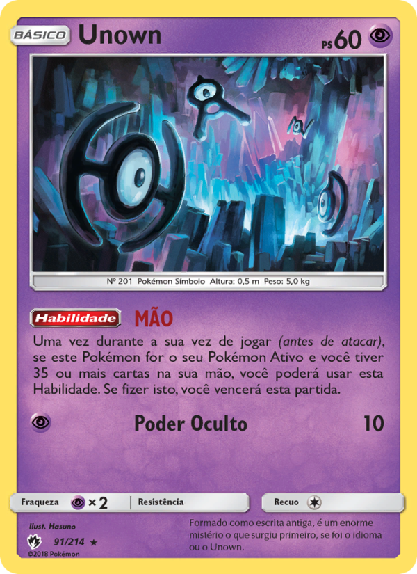 Unown 91 — Trovões Perdidos (Portuguese Pokémon TCG card)
