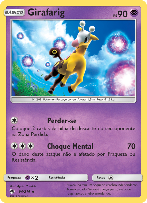 Girafarig 94 — Trovões Perdidos (Portuguese Pokémon TCG card)