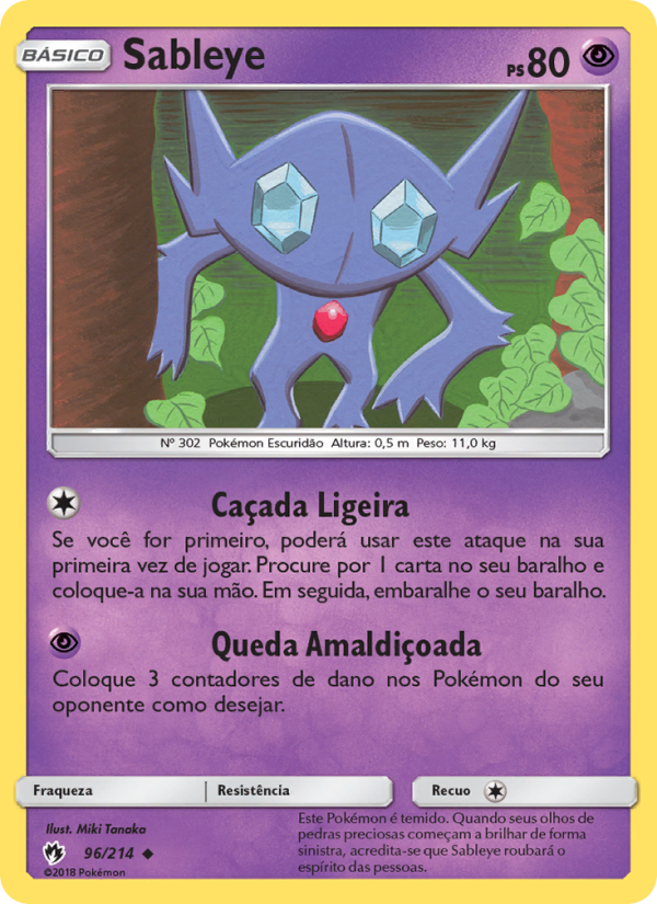 Sableye 96 — Trovões Perdidos (Portuguese Pokémon TCG card)