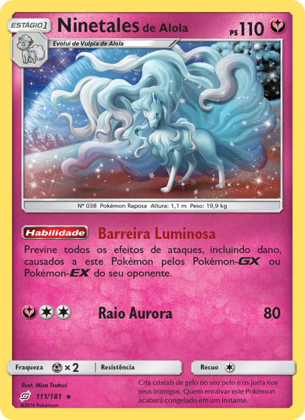 Ninetales de Alola 111 — União de Aliados (Portuguese Pokémon TCG card)