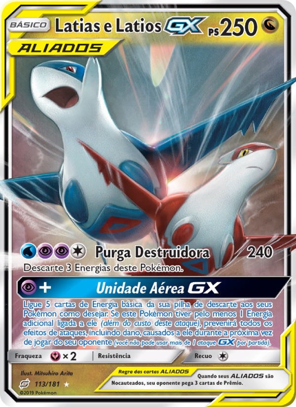 Latias e Latios GX 113 — União de Aliados (Portuguese Pokémon TCG card)