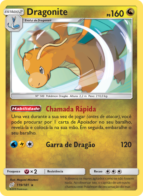 Dragonite 119 — União de Aliados (Portuguese Pokémon TCG card)