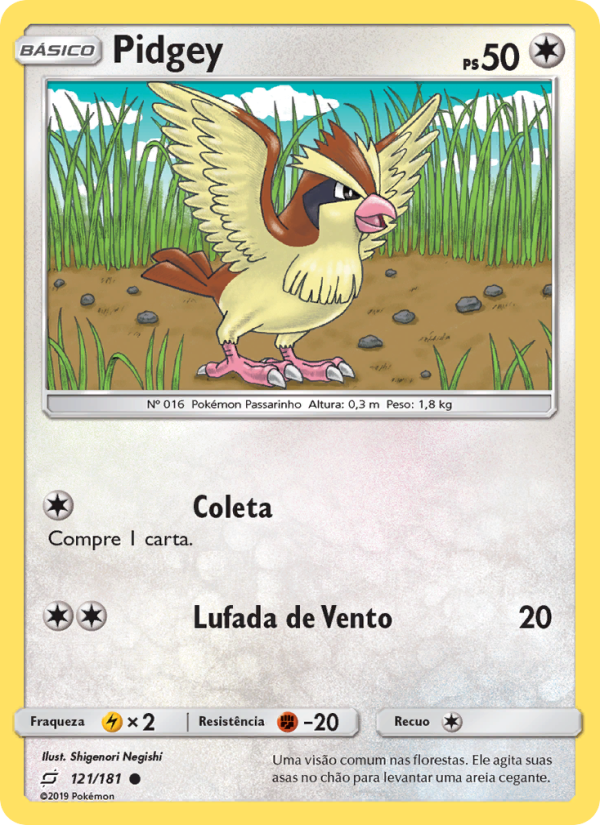 Pidgey 121 — União de Aliados (Portuguese Pokémon TCG card)