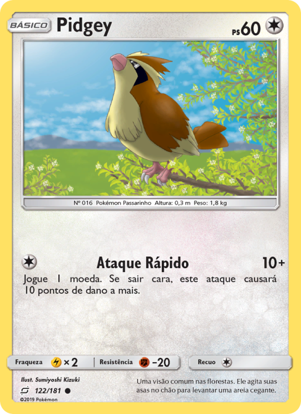 Pidgey 122 — União de Aliados (Portuguese Pokémon TCG card)