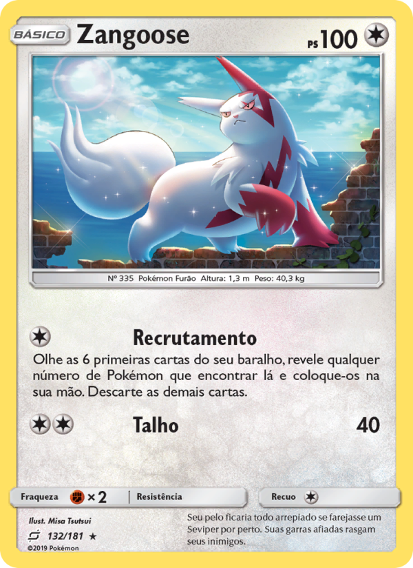 Zangoose 132 — União de Aliados (Portuguese Pokémon TCG card)