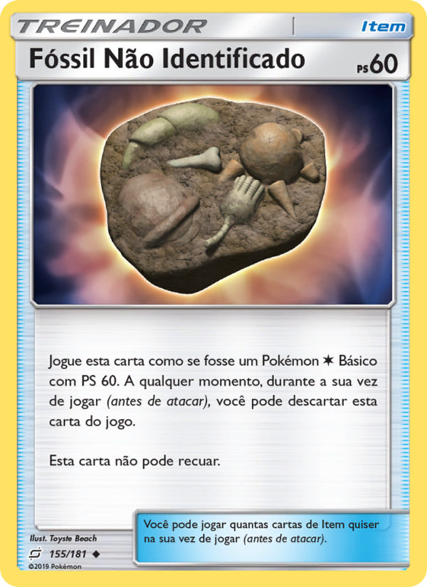 Fóssil Não Identificado 155 — União de Aliados (Portuguese Pokémon TCG card)