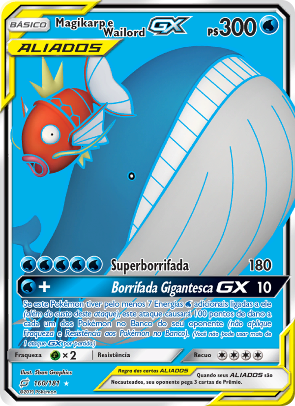 Magikarp e Wailord GX 160 — União de Aliados (Portuguese Pokémon TCG card)
