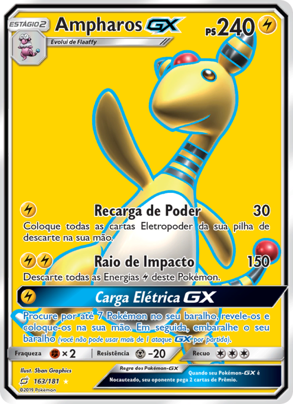 Ampharos GX 163 — União de Aliados (Portuguese Pokémon TCG card)