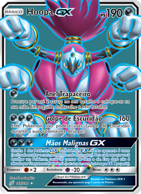 Hoopa GX 166 — União de Aliados (Portuguese Pokémon TCG card)