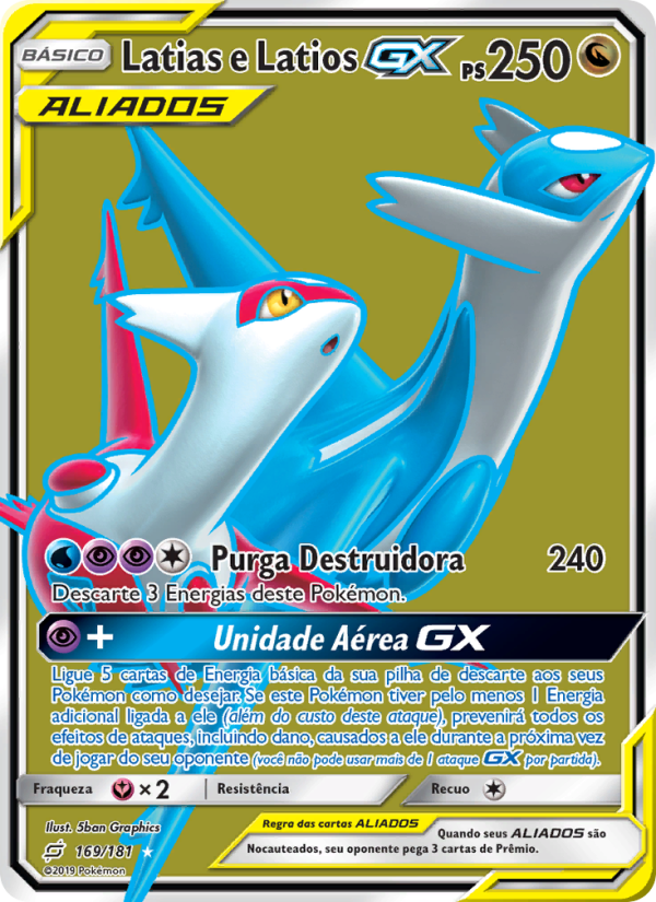 Latias e Latios GX 169 — União de Aliados (Portuguese Pokémon TCG card)