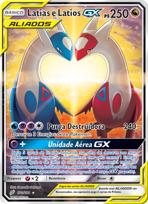 Latias e Latios GX 170 — União de Aliados (Portuguese Pokémon TCG card)