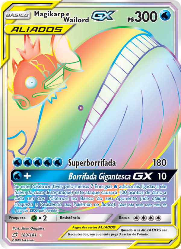Magikarp e Wailord GX 183 — Team Up (Portuguese Pokémon TCG card)