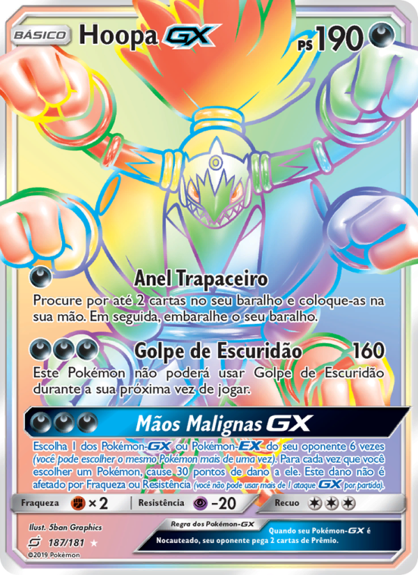 Hoopa GX 187 — União de Aliados (Portuguese Pokémon TCG card)