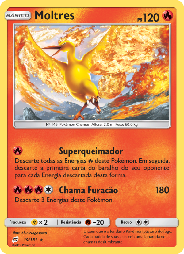 Moltres 19 — União de Aliados (Portuguese Pokémon TCG card)