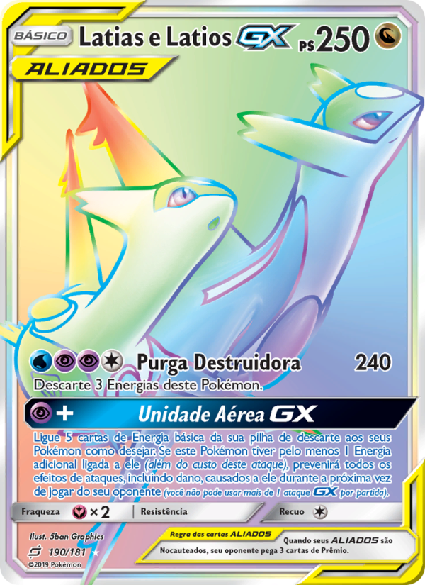 Latias e Latios GX 190 — União de Aliados (Portuguese Pokémon TCG card)