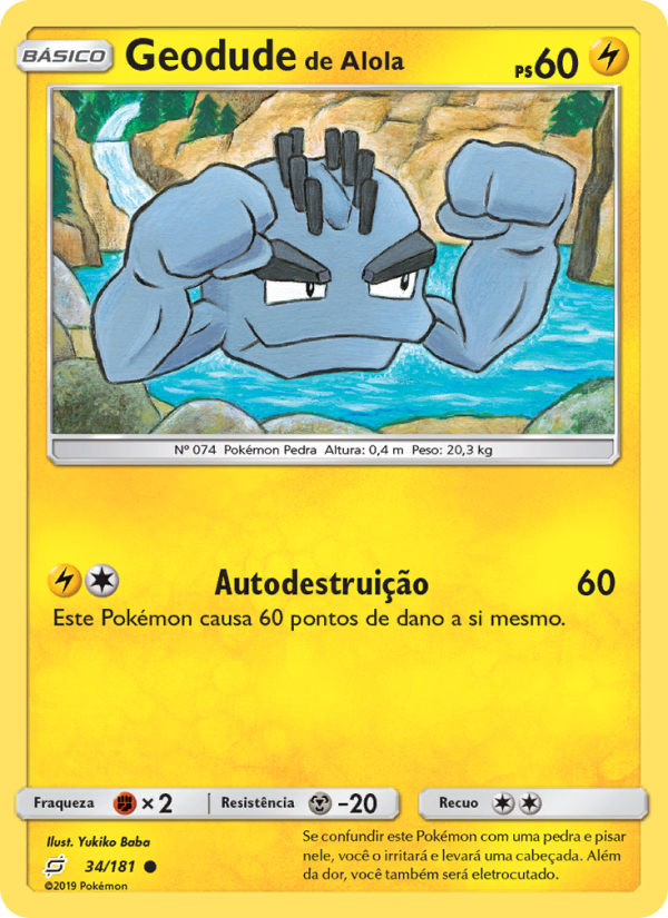 Geodude de Alola 34 — União de Aliados (Portuguese Pokémon TCG card)