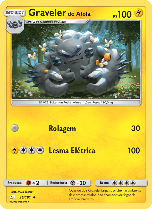 Graveler de Alola 36 — União de Aliados (Portuguese Pokémon TCG card)