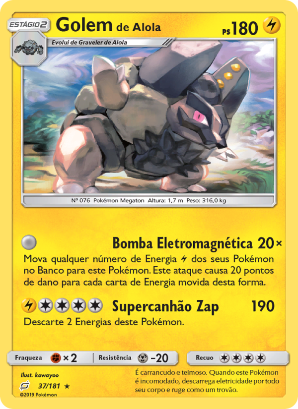 Golem de Alola 37 — União de Aliados (Portuguese Pokémon TCG card)