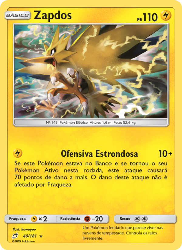Zapdos 40 — União de Aliados (Portuguese Pokémon TCG card)