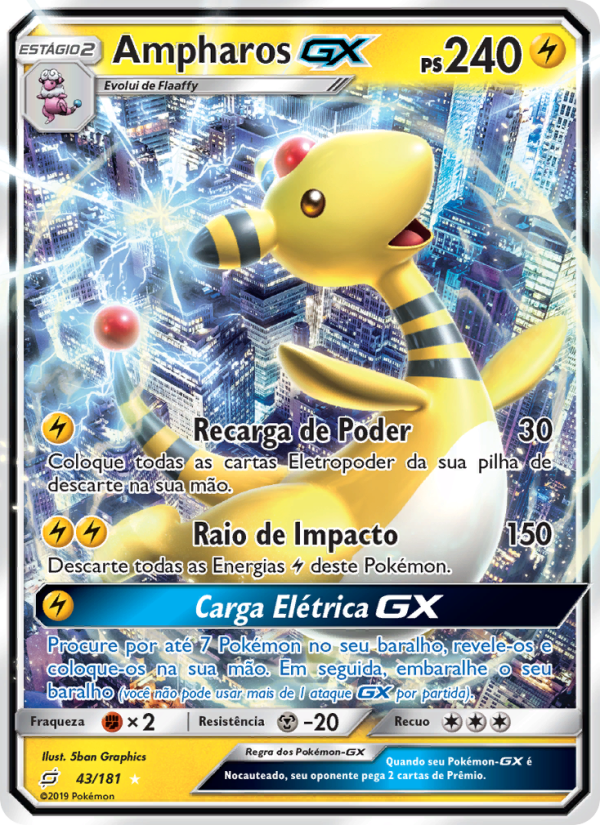 Ampharos GX 43 — União de Aliados (Portuguese Pokémon TCG card)