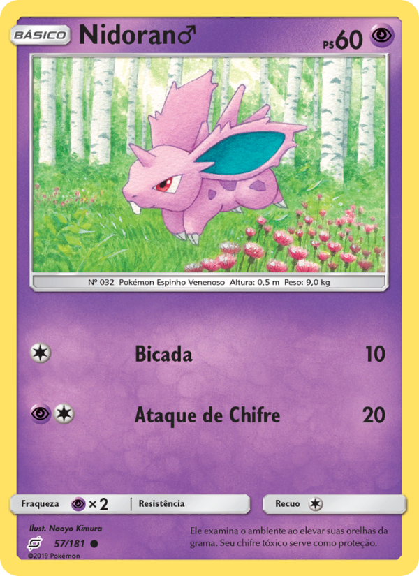 Nidoran♂ 57 — União de Aliados (Portuguese Pokémon TCG card)