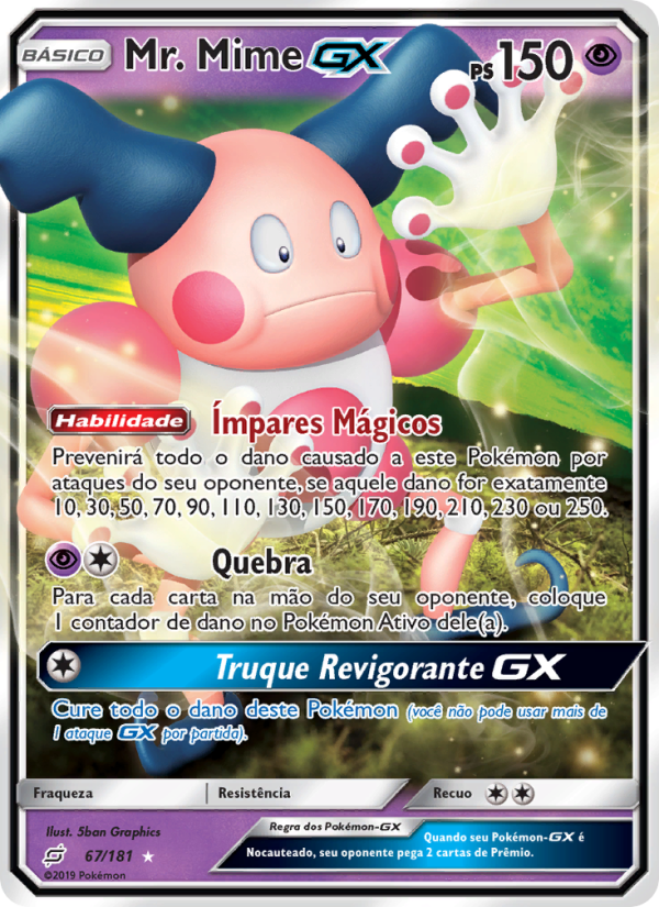 Mr. Mime GX 67 — União de Aliados (Portuguese Pokémon TCG card)